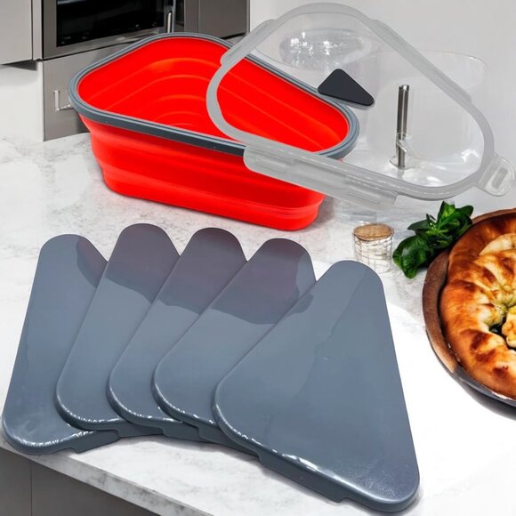 Collapsible Silicone Pizza Slice Storage Container Reusable Snap Lid Gift - Picture 10 of 16